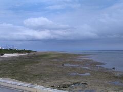 空港から近場のビーチに直行。
でも・・・干潮でこのありさま（涙）
ここは白保海岸。