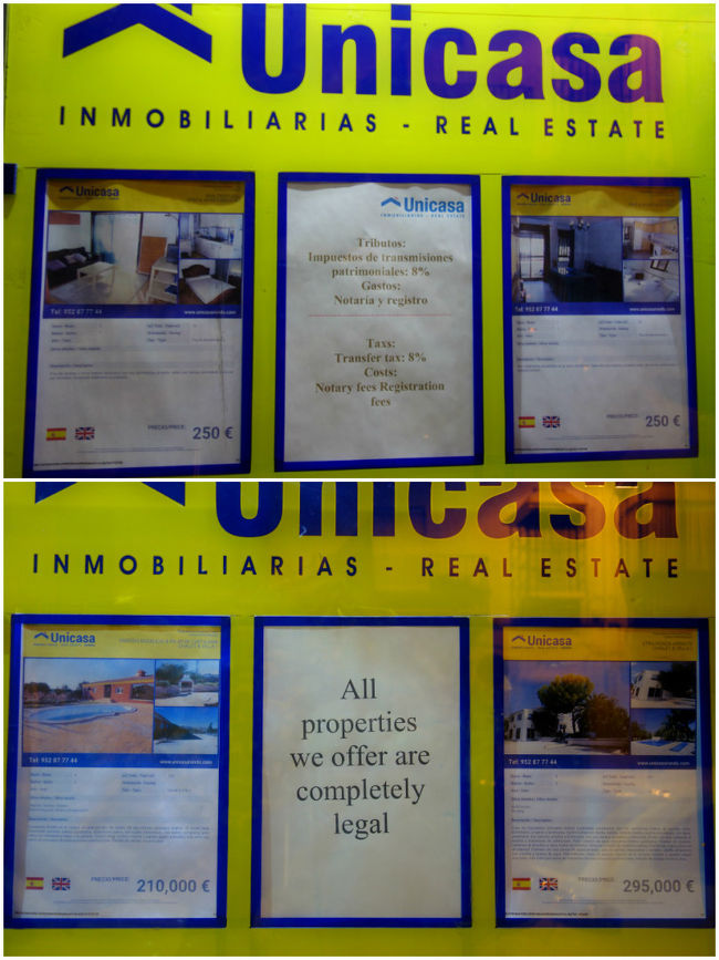 不動産屋さんの前はいつもチェックする。将来の移住先の検討材料に。<br />ここでびっくりしたのは家賃の安い事。1か月250ユーロ！<br />家の購入はちなみにプール付きのお家で3000万円ほど。<br />ロケーションは定かではないが、安い印象。<br />家を買うほどの余裕はないけど、お試しで老後住むにはありかと思える。<br /><br />6日目終了。セテニル編へと続く。<br /><br />