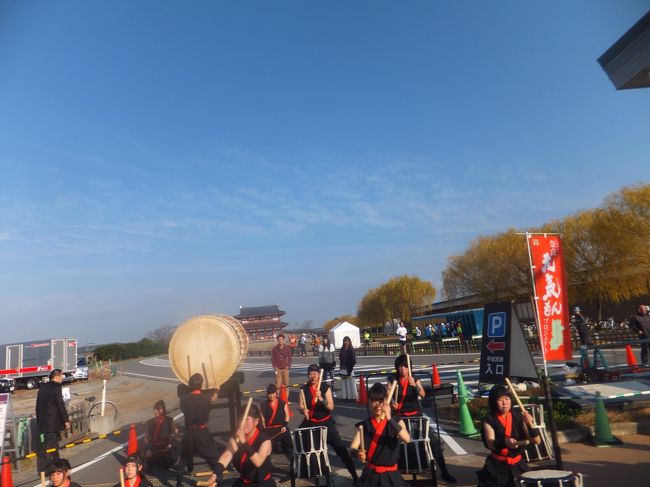 平城宮跡が見えたので走りながらパチリ。