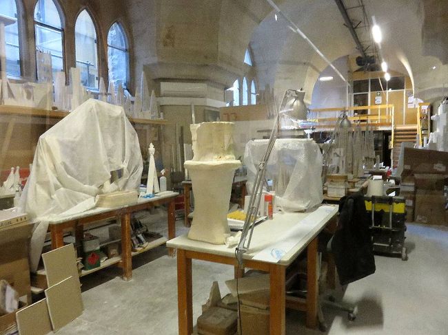工房。土曜日なので、作業が見れなかったのは残念だ。