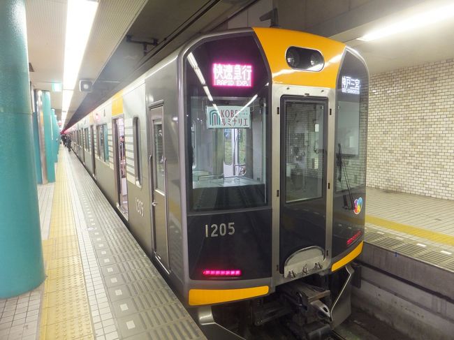 近鉄電車に乗って大阪難波を目指しました。