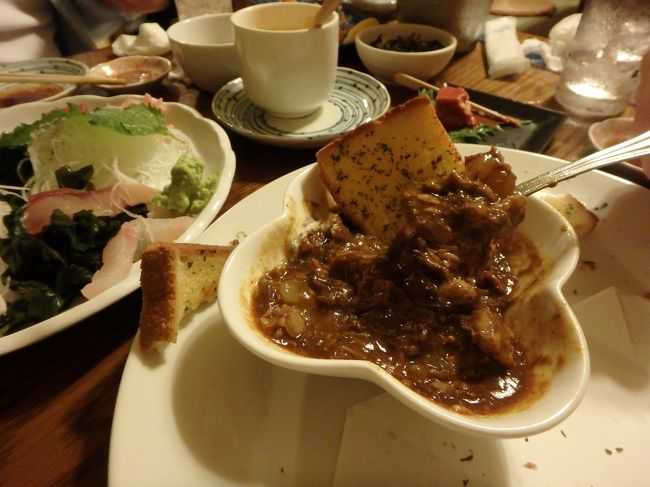 石垣牛すじ赤ワイン煮込み<br />ガーリックトースト付きで息子くんも大好き！