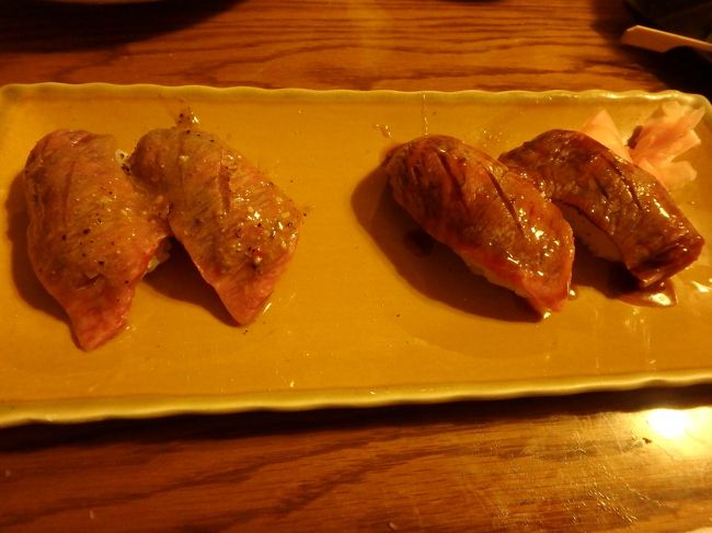 石垣牛の握り、たれと塩<br />美味しい〜！石垣島に来れた喜びを噛みしめた晩餐(^○^)<br /><br />ご馳走様でした！<br />