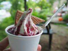 平泉寺のソフトクリーム屋さん。
ブランコみたいなところで、
のんびり食べました。