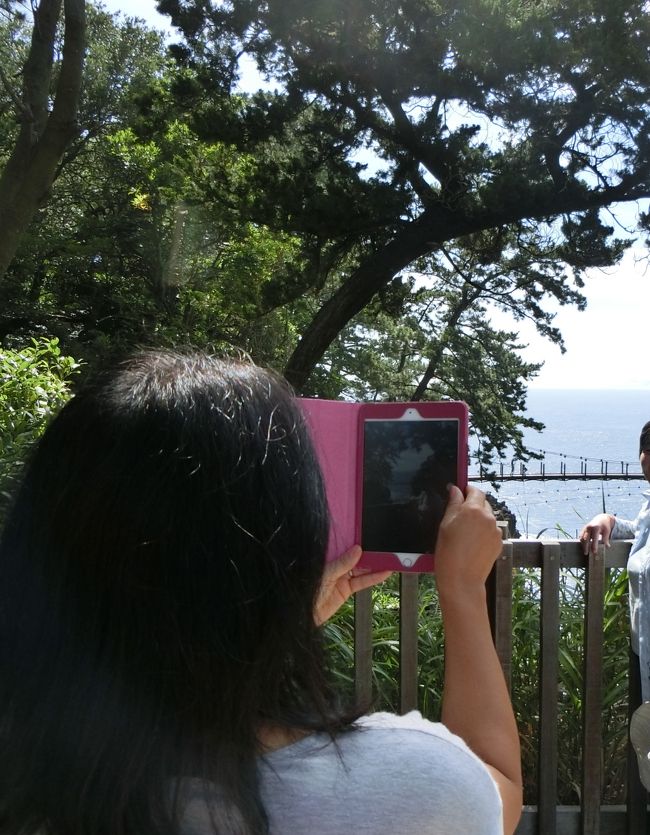 撮影中の家内。