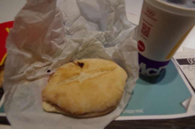 夕飯はご当地マック。バンズはこんな感じで、ハムとチーズがサンドされているバーガーを注文。これめっちゃ美味しかった！<br /><br />翌日は現地ツアーを予約しているので、ホテルにモーニングコールを頼んで就寝。