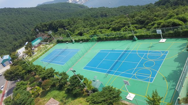 大学内の運動施設も見えます。