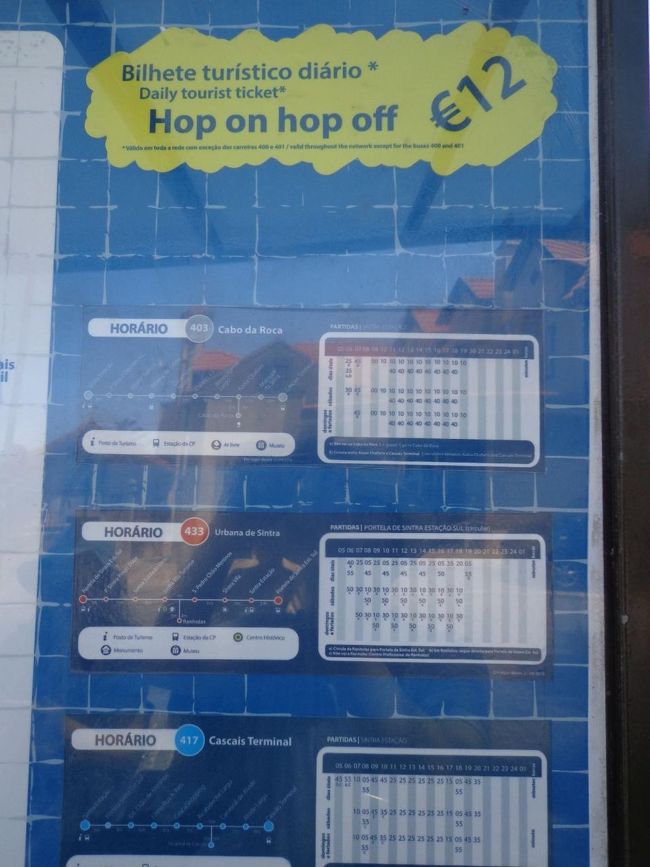 シントラへの鉄道（往復）＆バスの乗り放題券がセットになった1日券を購入した。<br />Hop on Hop off バスは1日券の対象外<br />