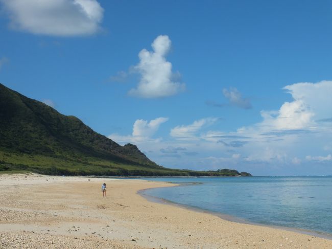 泳ぐのに飽きると、シーグラスを探し始めます。