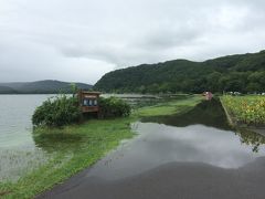 網走湖によってみたところ、もう湖と道路の区別がつきません