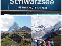 行きと違う道を通って帰りましょう。

帰りはまずはSchwarzseeという所まで。

ここも素敵なトレッキングコースがあるみたい。

マッターホルンも見えるし、氷河も見えるし。
レストランなんかもあるので、ゆっくり出来ていい所かと。
私達も少しだけ徘徊した後ツェルマットまで更にロープウェイで帰還。