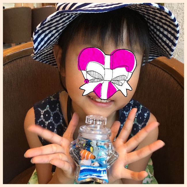 昨日作ったロウソクのサンドアート。<br />こんな感じに出来上がりました。<br />上手に出来たね！