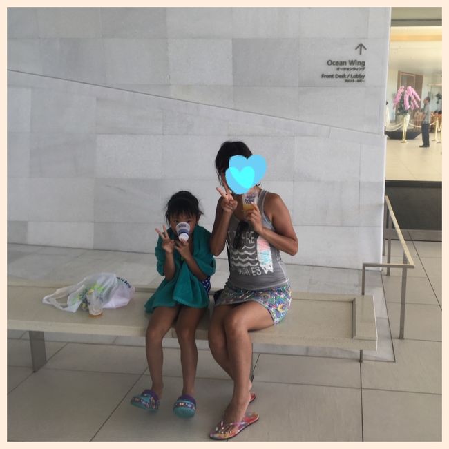 物凄い陽射しの中遊んでいたので、凄く美味しかった！笑 何度でもおかわりどうぞと言ってくれたので、お言葉に甘えました。笑 しかも、ジュースのコップが小さいので、ママだけオリオンビールの大きいコップに入れてもらっちゃった！笑