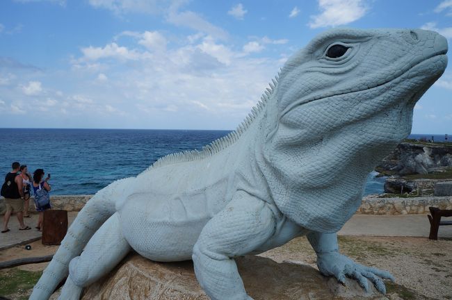 島内の坂を上がっていくと、こーんな大きなイグアナの像が。岬のような感じだったけど、何だったんだろう。