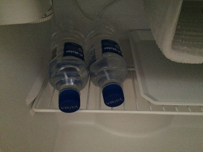 冷蔵庫内には、ミネラルウォーターが人数分（大人）入っていました。<br />初日だけですが、助かります。