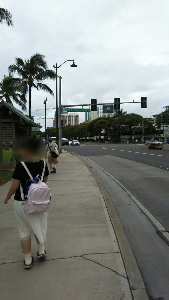 <br />ず〜と先、前方に見えるブルーっぽい建物と白枠の建物。<br /><br />高級コンド 『ハワイキタワー』と『ナウルタワー』 ハワイキタワーからの景色は絶景！<br />ナウルタワーからはもっと素晴らしい景色が見えるのかな？<br /><br />今回もあ栗鼠家はワイキキアンの<br /> や・ま・が・わ・！笑