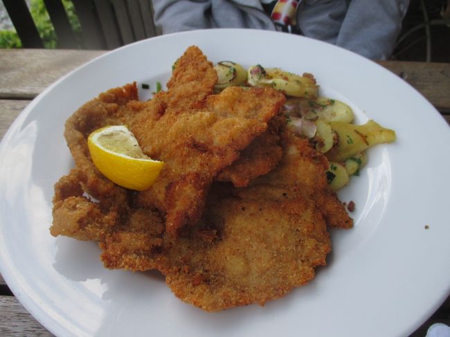 夕食<br /><br />ウィンナーシュニッチェル<br /><br />美味しかった♪<br /><br />ベルリン中央駅の隣のFriedrichtr.駅近くにはSprre川沿いにレストランが並んでいて、雰囲気も味も良くておすすめ