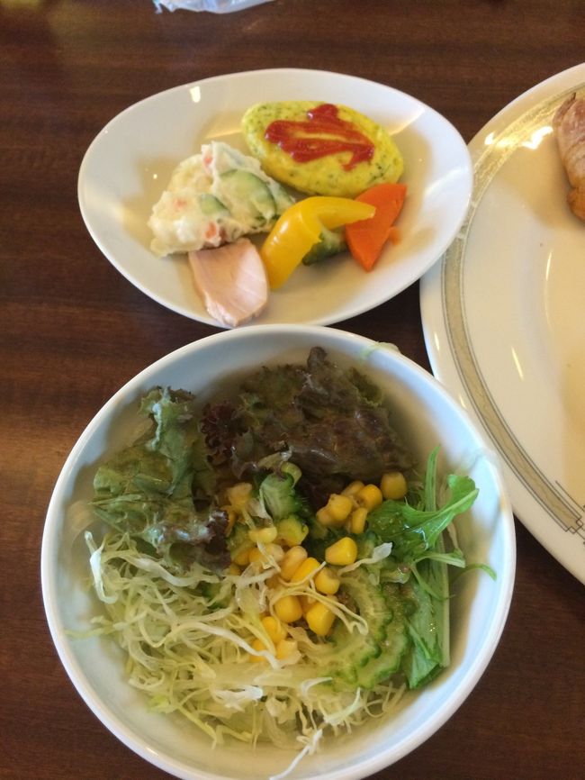 あとは、山盛り野菜と、卵料理に、付け合せって感じです。<br />料理の種類は、多くありません。<br />1日ごとに料理は変わっていました。<br />連泊期間が長いと、多少飽きるかもしれません。<br />沖縄らしいフルーツは、たしかありませんでした。<br />まあリゾートホテルではないので、そこは我慢。