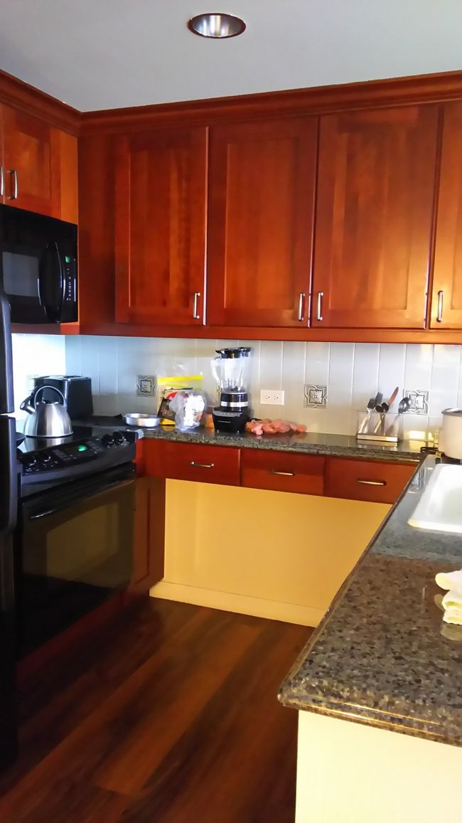 広くてね、使いやすいキッチンです。<br /><br />IH・レンジ・食洗機・オーブン・食器・ブレンダー・炊飯器・冷水筒・何でも揃っています。<br /><br />ただひとつだけ…『ザル』はありません。<br />麺類食べるなら持参かな？<br />