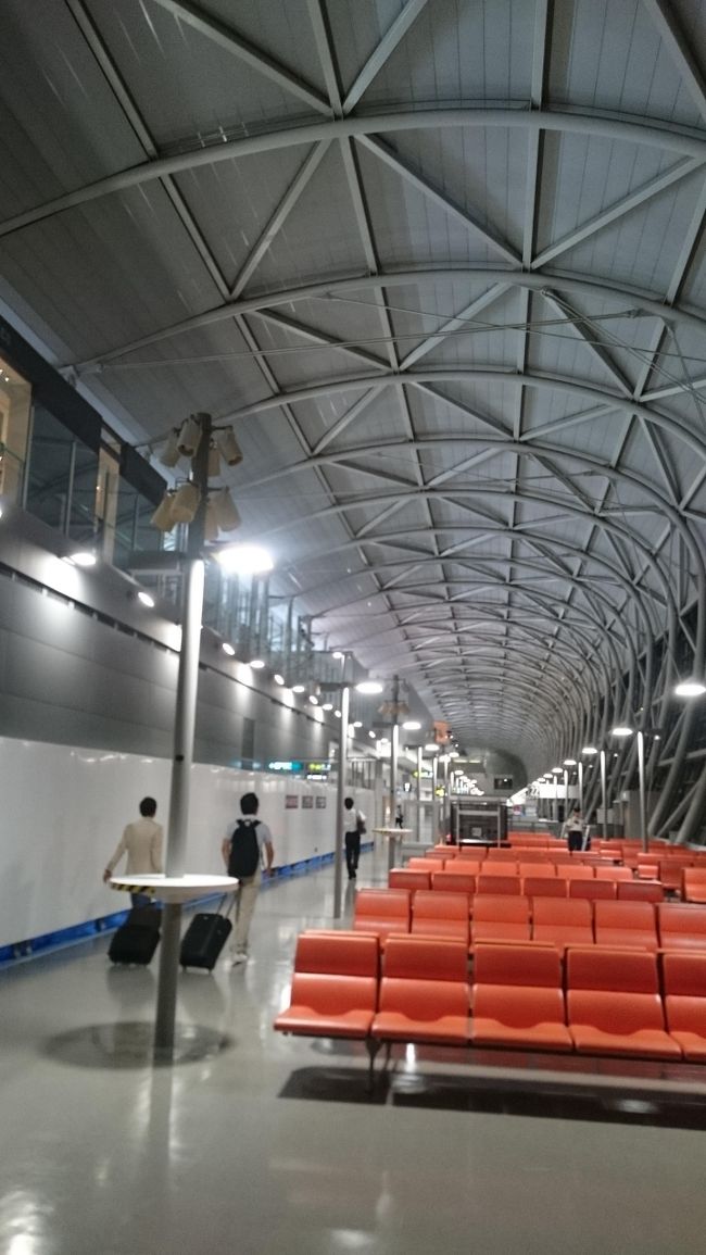 関空へ到着しました。<br />遅れを取り戻すことは難しかったようで、10分延着となりました。<br /><br /><br />座り疲れでしょうか。<br /><br />とぼとぼ歩きます。。。