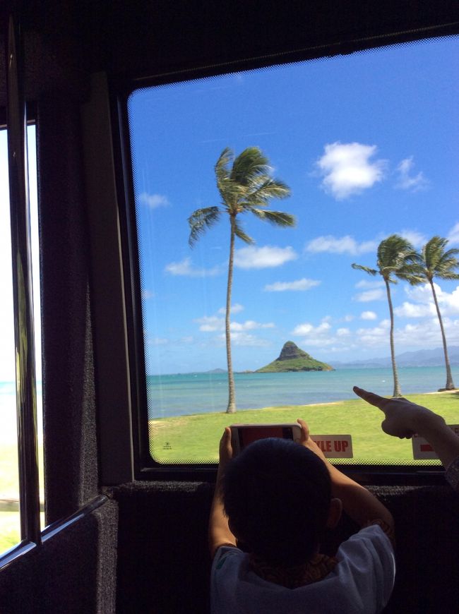 ★３日目。ノースショアの街ライエにあるポリネシアンカルチャーセンターへ。<br /><br />現地ツアーに参加（Aulea Hawaii）料金$105(子ども$88)<br />ワイキキから約56km。１時間半くらい。<br /><br /><br />カネオヘの海にうかぶ可愛い島。