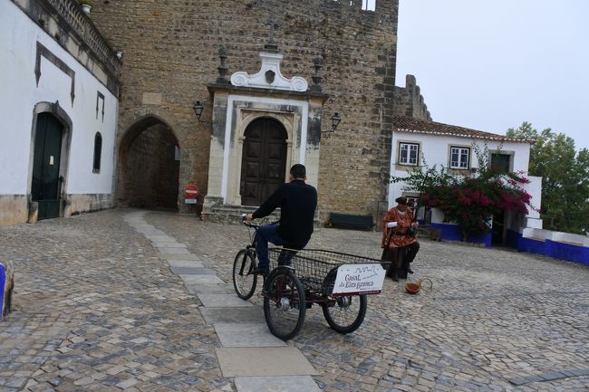 　この日は，オビドス，ナザレ，コインブラ，アゲタ，コスタノヴァを巡る１日現地ツアーを利用して，観光を兼ねながらリスボンからポルトへ移動しました。<br />　まずは「オビドス」ですが，朝早いので霧がかかっていました。城壁の中に，青と白と黄色が映える小さなかわいい町があります。