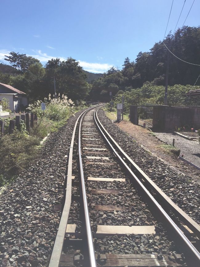 めがね橋へと続く線路。