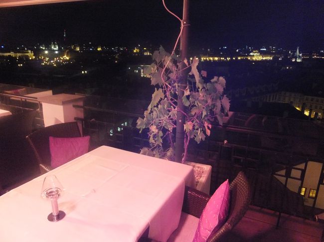 【夕食】<br /><br />夕食は高台にあるレストラン、Terasa U Zlaté studně<br /><br />