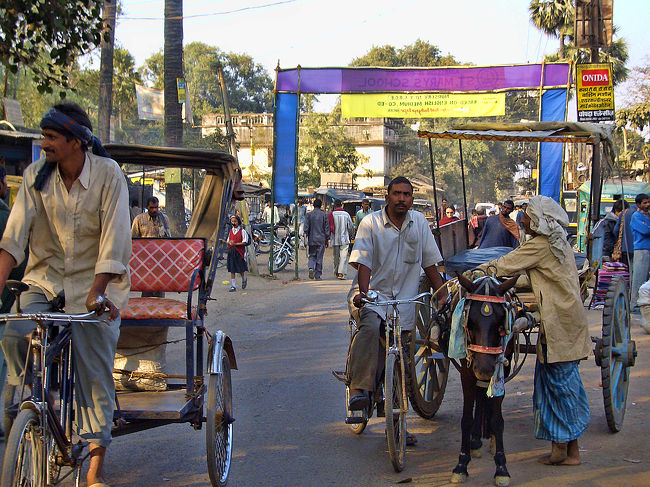 ブッダガヤの中心は割と狭く、ガイドブックにも小さな村と記されていて、歩いて回れる範囲。<br /><br />道はアスファルトが崩れていたり未舗装の所があったりで、全体に埃っぽい。