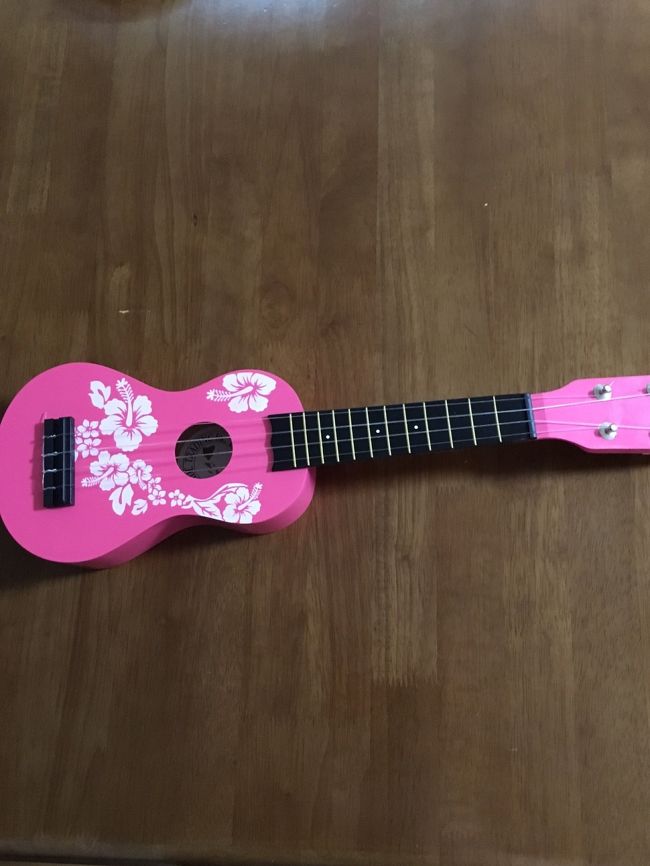 ピンクのウクレレ〜〜！<br /><br />ＡＢＣに売っている飾り用ですが、タロさんは行くたびに「コレ買う！！」と雄叫びを上げていましたσ(^_^;)<br /><br />さて、今日は金曜日。<br />ヒルトンの花火です。<br />部屋からは見えないので、時間に合わせてラグーンへ移動。