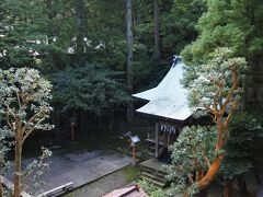花御殿3階から熊野神社。温泉の神様。