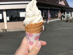 ジャージー牛のミルクでつくったジャージーソフトクリーム。
味がとても濃い。
ジャージー牛は、ホルスタインより濃厚な牛乳とのこと。
なるほど。どうりで濃いはず。
空気がきれいなので、余計に美味しい気がする。
（でも寒い・・・）