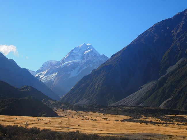 向こうに見えるのがマウントクック