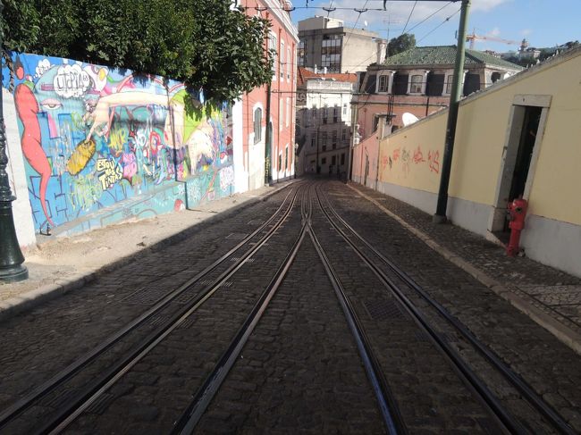 ケーブルカーの線路に沿って歩いて降りました。