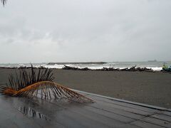 旗津海水浴場までやってきました。
先日までの台風の影響なのか流木が沢山あります。
天気が雨なのが本当に残念。
晴れた日に来てみたかったです。