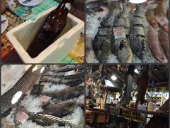 レストラン：『―Peixaria Bar e Venda（お魚のバール＋お魚の販売）―』
ビラマダレーナ地区


バールの入口のショーケースの中に、このように日本では見た事の無い模様のお魚の数々が陳列され、見るものを圧倒しています。