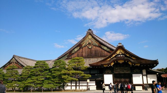 烏丸御池駅から地下鉄１つなんですけど<br />バス1日券しかないんで四条駅からバス<br />8:56<br />世界遺産二条城<br />韓国人団体が門の外に。げんなり