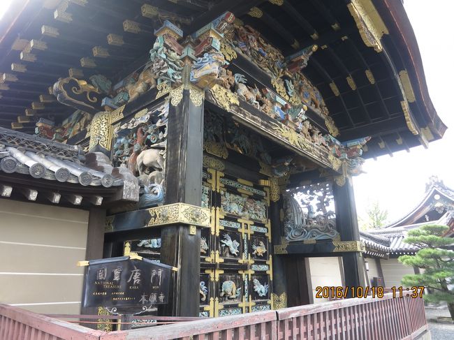 場所ちょっと離れてるのね<br />絢爛豪華な国宝唐門です、眺めていると日が暮れてしまうので日暮門とも<br />通れるのかと思ったらやっぱりダメか<br />触られたらたまらんもんね<br />立ち止まってしばらく見たい、これは立派だわ<br />二条城と似てる<br />