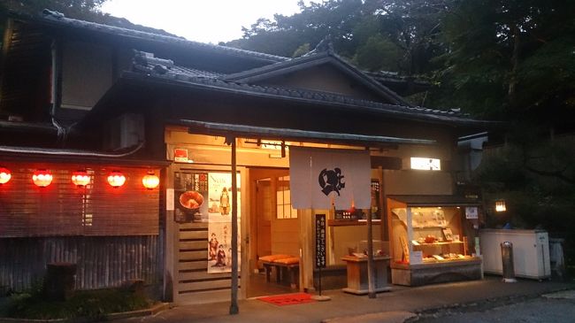 日本料理いそべです。夕食の予約は18:00だったけど<br />お土産タラタラ見てゆっくり歩いて公園でパフォーマンス見たりしても<br />料亭に着いたのは17:10<br />怪訝な顔をされましたが事情を話したら時間が少しかかるかもしれないが<br />入っても良いと２階に上げてくれました。<br />本日は予約でいっぱいですとの看板<br />早く切り上げた決断はまんざら外れたわけでもなくこのあとすぐに大雨に
