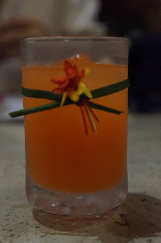 ウェルカムドリンク<br />マンゴーとブラッドオレンジだったかな？甘いけどサッパリで美味しかった～！<br />グラスもデコレートされてて可愛い