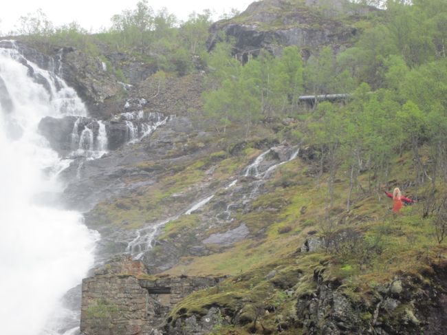 滝のそばの崖から音楽とともに現れる妖精のサービス