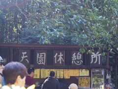 竹林の中の茶屋で一息。