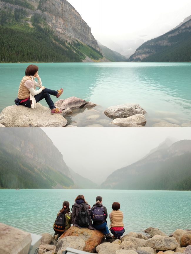 水の色が青いのはロックフラワーのため<br /><br />氷河の表面や縁辺部の氷が溶けて流れ出る水には氷河が削り取ったロック・フラワー(rock flour＝岩の粉)が混じっているために混濁していて、これが氷河湖に流れ込むと、水中に浮遊する岩粉の微粒子が森の緑色や空の青色を反射して美しい青緑色が生まれるんだって<br /><br />時間さえあればいくらでも眺めていられそうです。<br />
