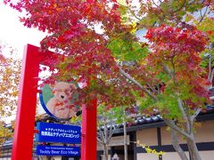 中には入りませんでしたが、帰りに立ち寄ったテディベアエコビレッジの看板の横の紅葉もなかなかきれいでした!