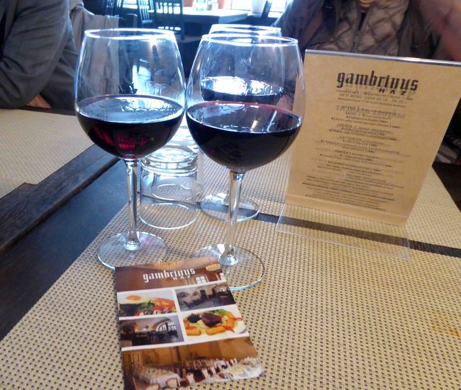 ショプロン名産のケークフランコシュという赤ワインで乾杯です。<br />このワインのことは調べておりました。