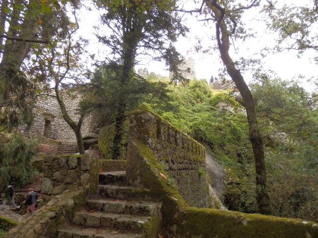 ペーナ宮殿とは逆で、入口から５分ほど進んだところで城跡内部への入り口があり、ここで入場券を購入します。<br />ペーナ宮殿でムーアの城跡との共通チケットを購入していたので、そちらを使い、入場～。<br />歴史ある階段を上っていくと。。。？