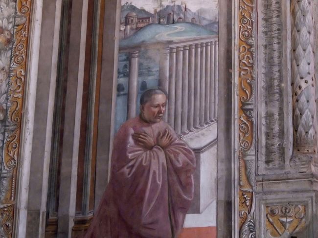 この絵の依頼者ジョヴァンニ・トルナブオーニ。<br /><br />ジョヴァンニはロレンツォ豪華王の叔父にして、メディチ銀行のローマ支店長だった人です。<br />