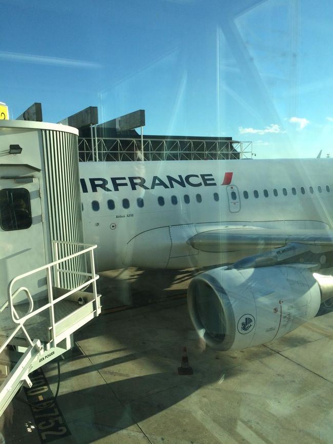 18時35分発のAF1195便。<br />2時間半のフライト。<br />フランスとは1時間の時差があるので、22時05分到着予定です。<br /><br />