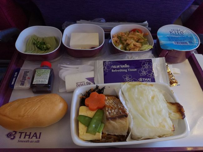 お決まりの機内食撮影。<br />味は、機内食では普通レベル。