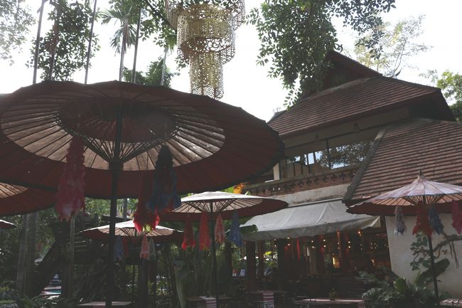 オープンテラス<br />大きな傘の下で<br />日差しも避け<br />のんびり 食事<br />